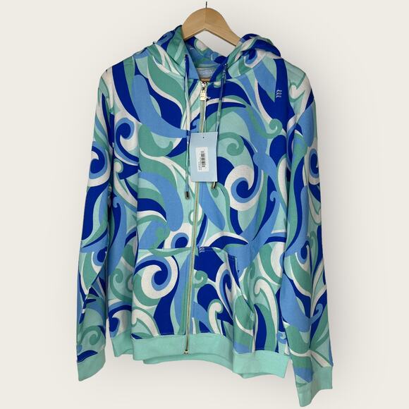 Hill House Allie Zip Up Hoodie Ocean Kaleidoscope | Large | Layer Hooded Jacket - Picture 1 of 10